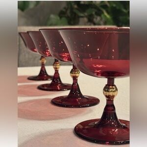 Anthropologie Catherine Martin Set/4 RED Coupe Glasses